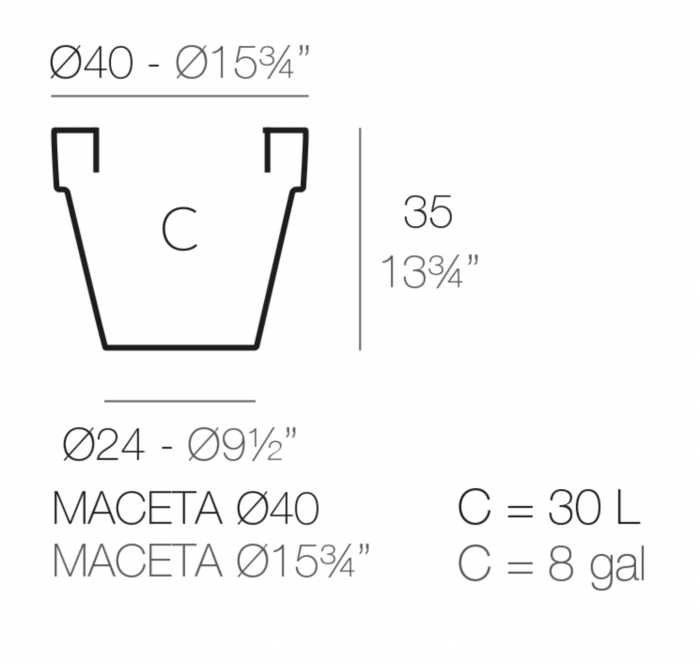 Ghiveci decorativ gradina Planter Ø40x35 cm, culoare personalizabila, 40140 - Vondom [2]