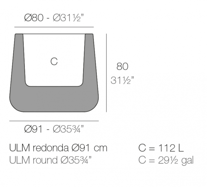 Ghiveci decorativ gradina Ulm Round Ø91x80 cm cu iluminare LED RGBW, 42210A - Vondom [2]