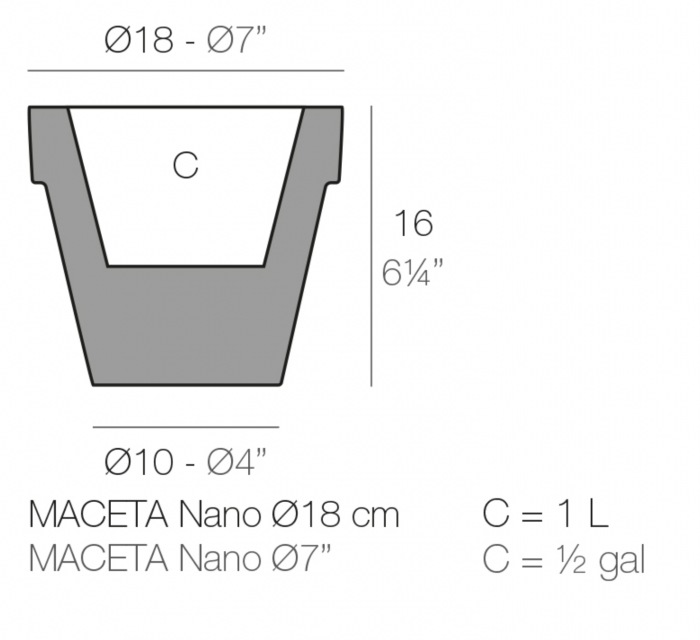 Ghiveci decorativ LED Planter Ø18x16 cm, culoare personalizabila, 40118A - Vondom [2]