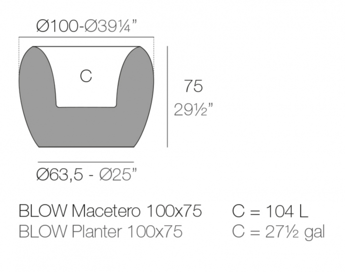 Ghiveci decorativ LED RGBW cu control smart Blow 100x100x75 cm, design modern, 55021A - Vondom [2]