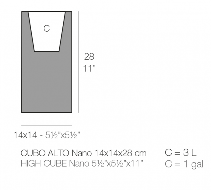 Ghiveci flori de masa forma cub LED Cubo Nano 14x14x28 cm, 41414A - Vondom [2]