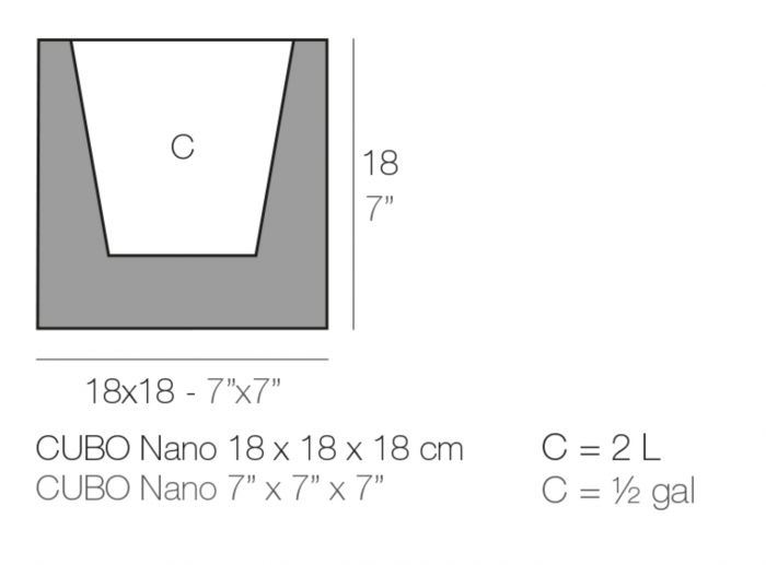 Ghiveci flori de masa forma cub LED Cubo Nano 18x18x18 cm, 41318A - Vondom [2]
