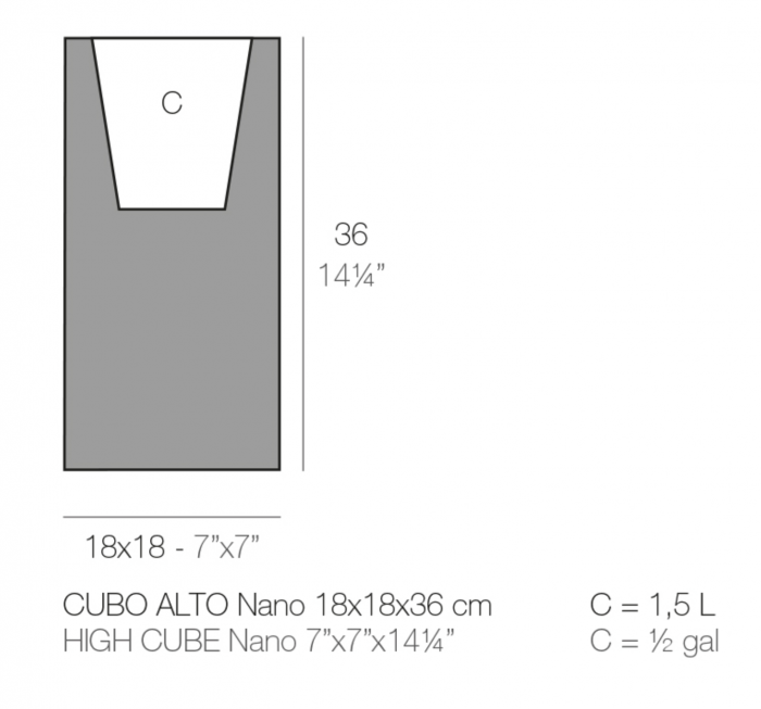 Ghiveci flori de masa forma cub LED Cubo Nano 18x18x36 cm, 41418A - Vondom [2]