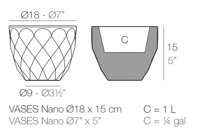 Ghiveci flori de masa Vases Nano Ø18x15 cm cu iluminare LED, forme geometrice, 47018A - Vondom [2]
