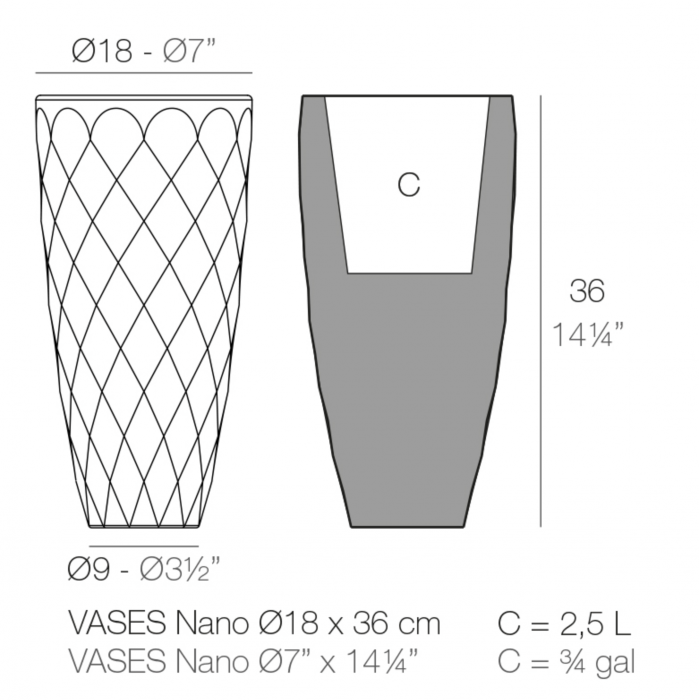 Ghiveci flori de masa Vases Nano Ø14x28 cm cu iluminare LED, forme geometrice, 47028A - Vondom [4]