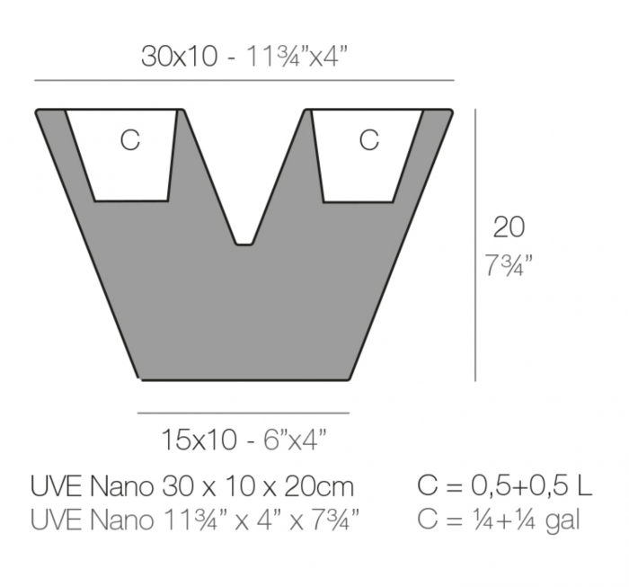 Ghiveci flori decorativ LED Uve 10x30x20 cm in forma de „V”, 43310A - Vondom [2]