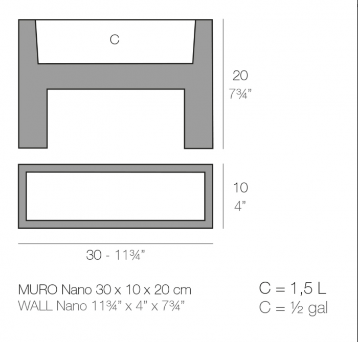 Ghiveci flori decorativ Muro 10x30x20 cm, culoare personalizabila, 42610A - Vondom [2]