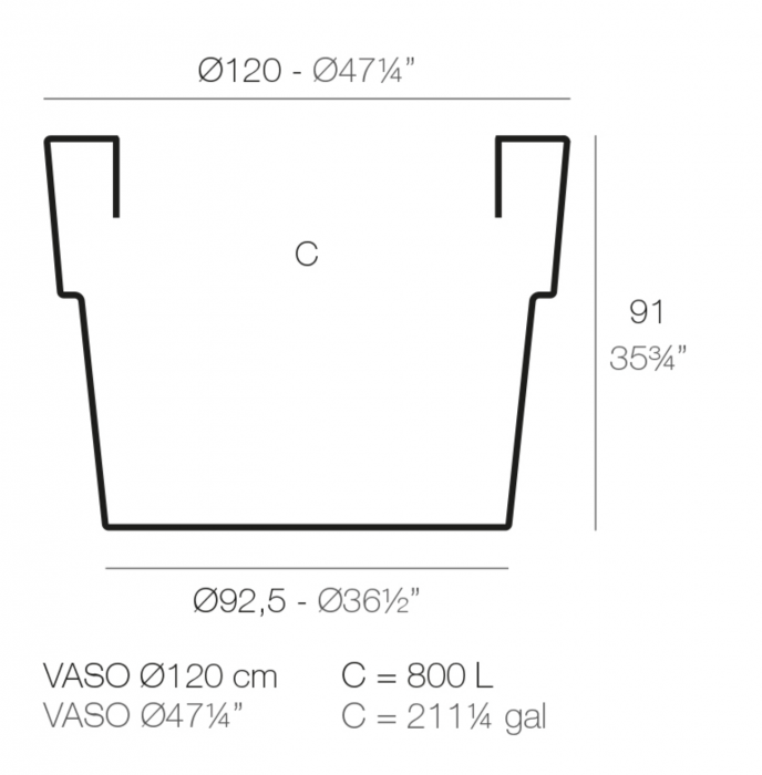 Ghiveci flori decorativ rotund Vaso Ø120x91 cm, culoare personalizabila, 40212 - Vondom [2]