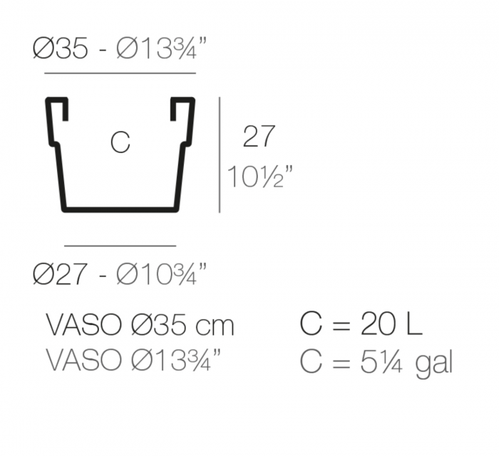 Ghiveci flori decorativ rotund Vaso Ø35x27 cm, culoare personalizabila, 40235 - Vondom [2]