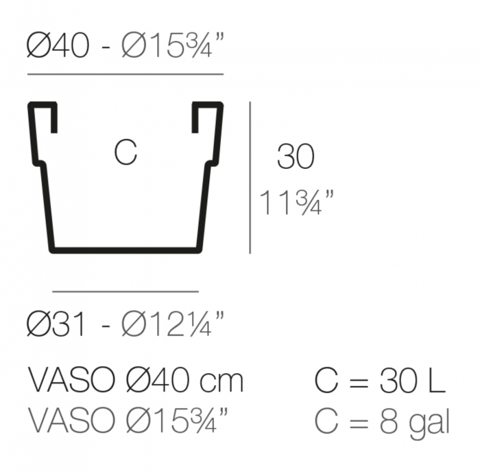 Ghiveci flori decorativ rotund Vaso Ø40x31 cm, culoare personalizabila, 40240 - Vondom [2]