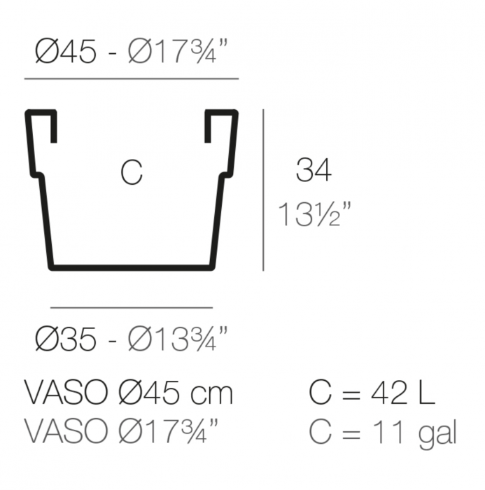 Ghiveci flori decorativ rotund Vaso Ø45x34 cm, culoare personalizabila, 40245 - Vondom [2]