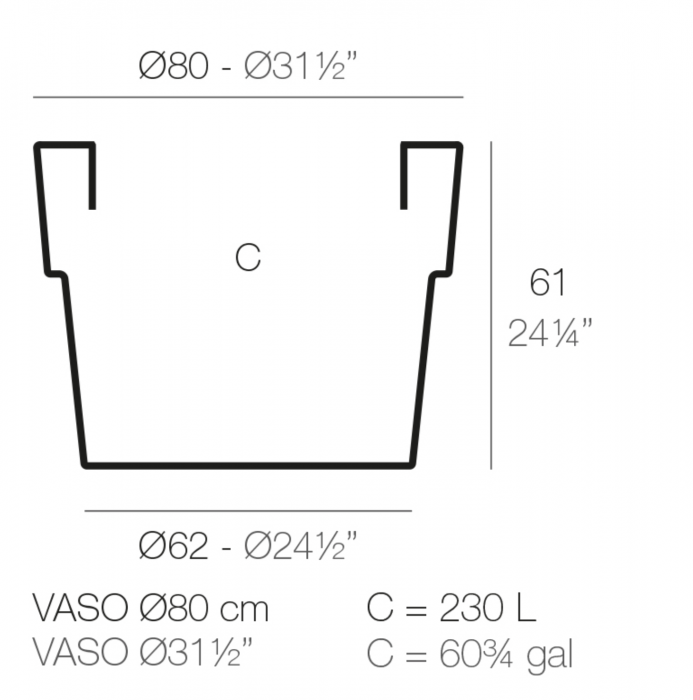 Ghiveci flori decorativ rotund Vaso Ø80x61 cm, culoare personalizabila, 40280 - Vondom [2]
