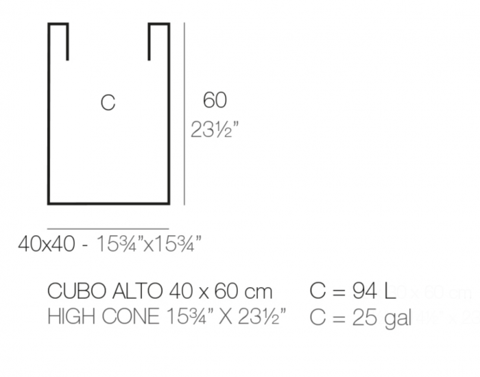 Ghiveci flori gradina forma cub inalt Cube High 40x40x60 cm, 41440 - Vondom [2]
