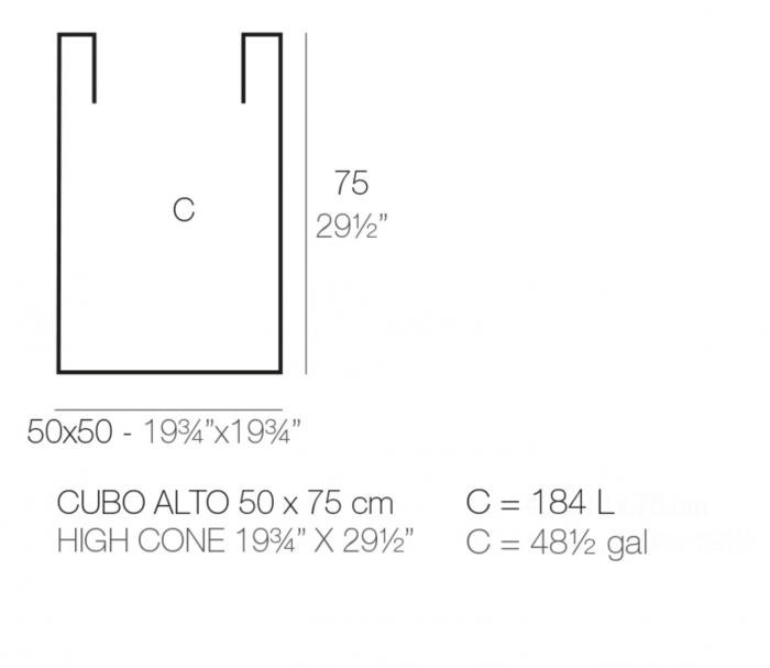 Ghiveci flori gradina forma cub inalt Cube High 50x50x75 cm, 41450 - Vondom [2]