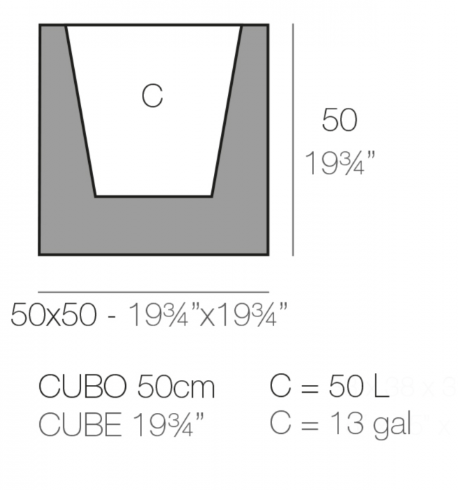 Ghiveci flori gradina forma cub LED Cube 50x50x50 cm, 41350A - Vondom [2]