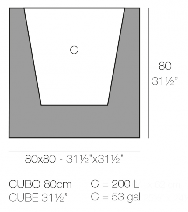 Ghiveci flori gradina forma cub LED Cube 80x80x80 cm, 41380A - Vondom [2]