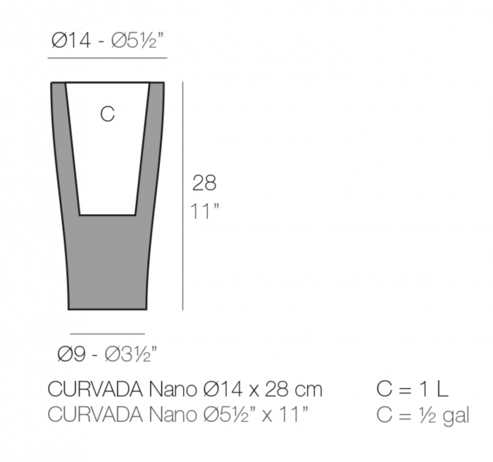 Ghiveci flori inalt LED Curved Ø14x28 cm design modern, 42114A - Vondom [2]