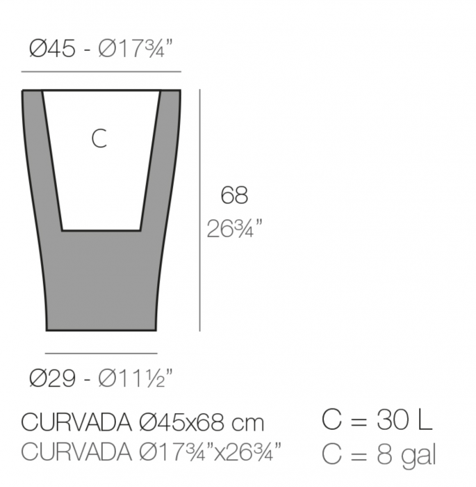 Ghiveci flori inalt LED Curved Ø45x68 cm design modern, control smart optional, 42145A - Vondom [2]