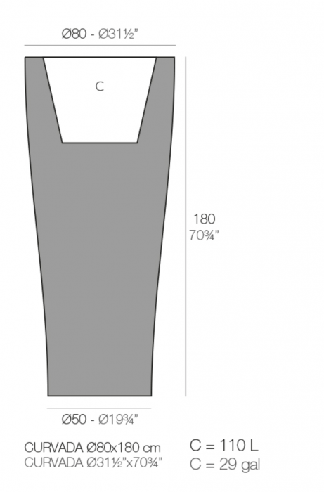 Ghiveci flori inalt LED Curved Ø80x180 cm design modern, control smart optional, 42180A - Vondom [2]