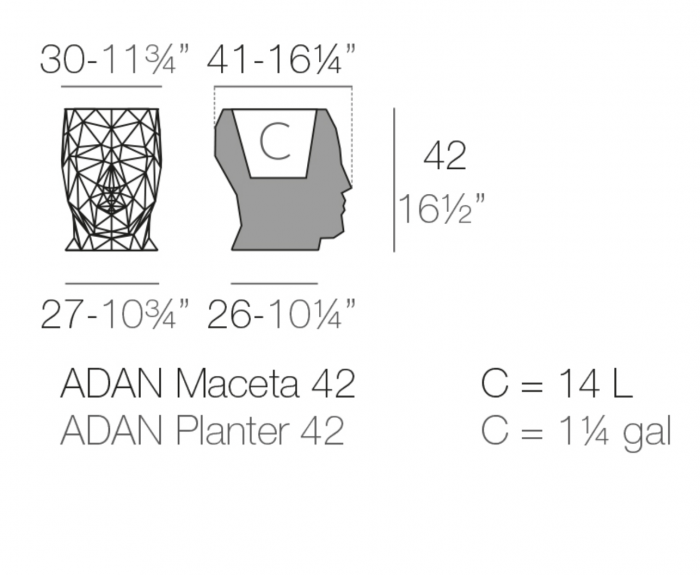 Ghiveci flori LED Adan Planter 30x41x42 cm, forma sculptura fata geometrica, 49064A - Vondom [7]