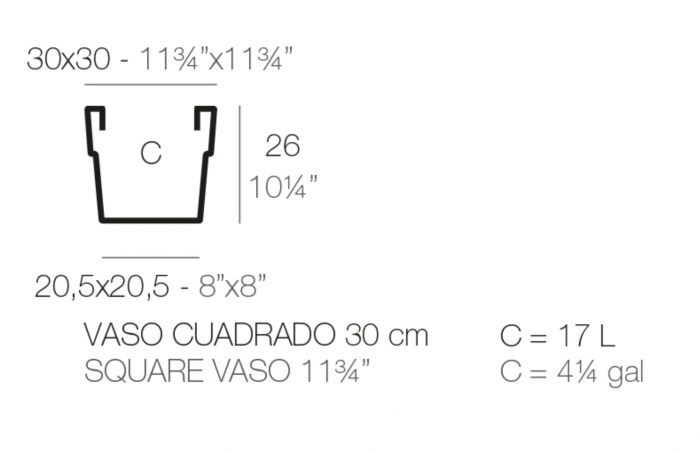 Ghiveci flori patrat decorativ Square 30x30x26 cm, culoare personalizabila, 415304 - Vondom [2]