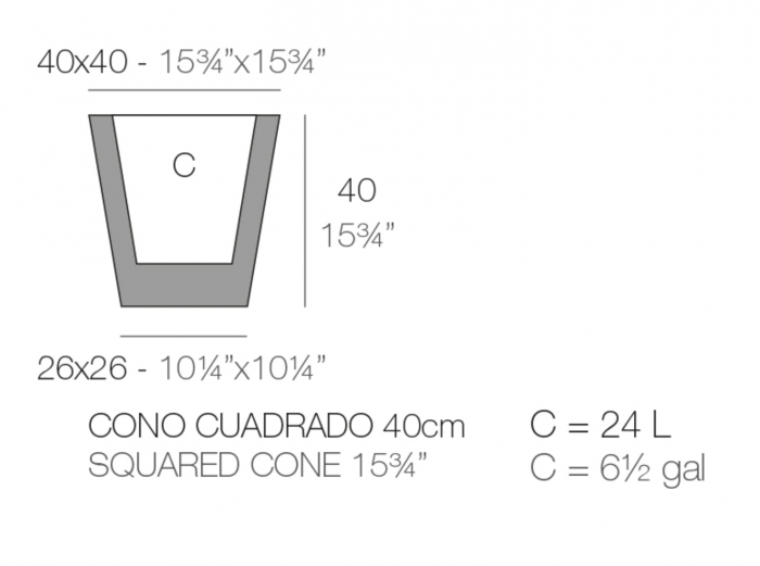 Ghiveci flori patrat LED Cone 40x40x40 cm, design minimalist, 41140A - Vondom [2]