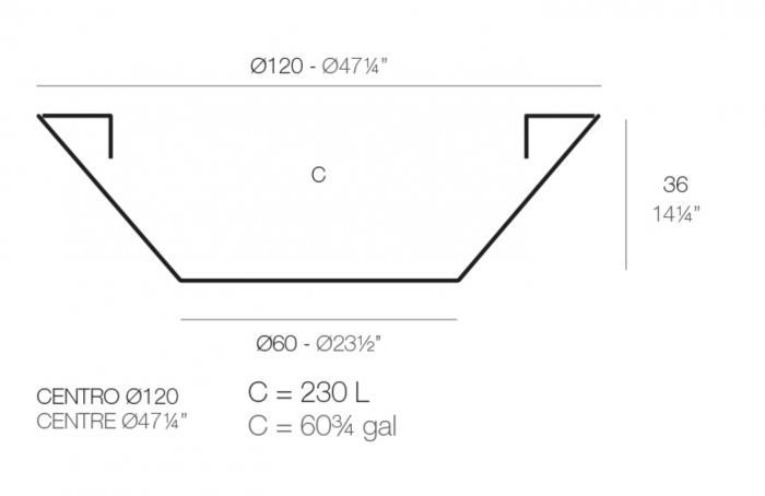 Ghiveci flori rotund plat Centro Ø120x36 cm design modern decorativ, culoare personalizabil, 40812 - Vondom [2]