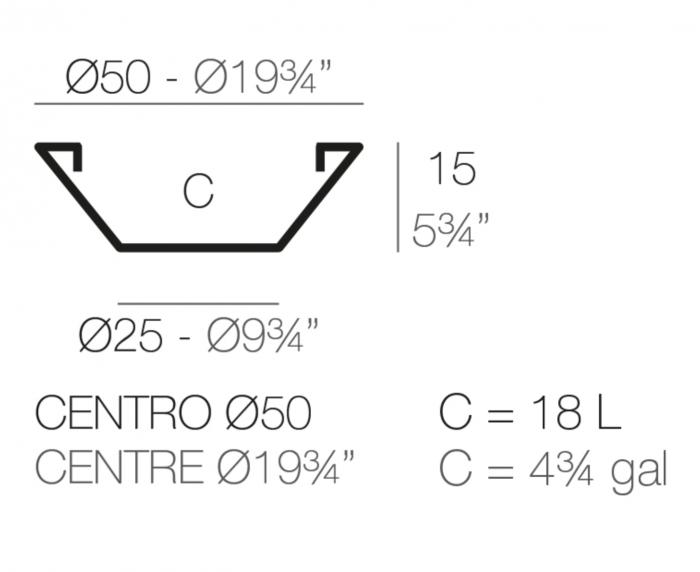Ghiveci flori rotund plat Centro Ø50x15 cm design modern decorativ, culoare personalizabila, 40850 - Vondom [2]