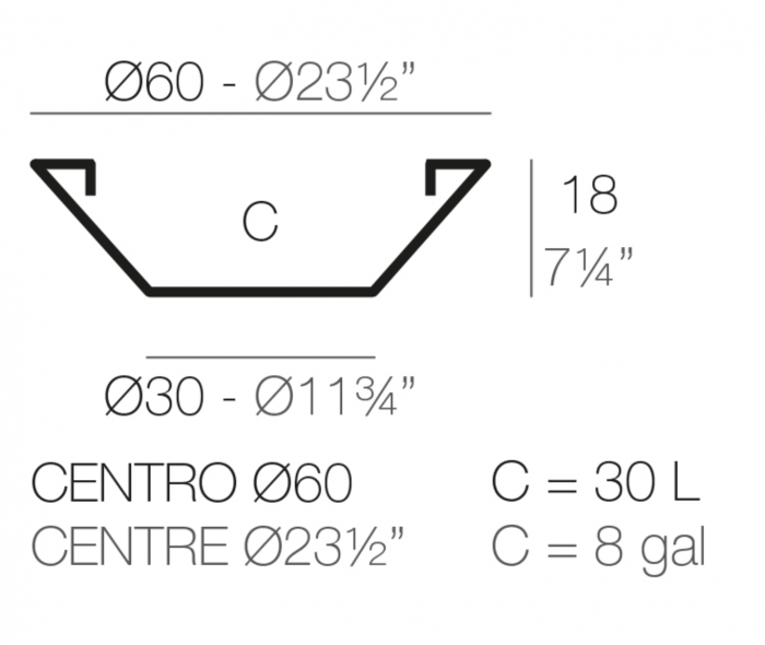 Ghiveci flori rotund plat Centro Ø60x18 cm design modern decorativ, culoare personalizabila, 40860 - Vondom [2]