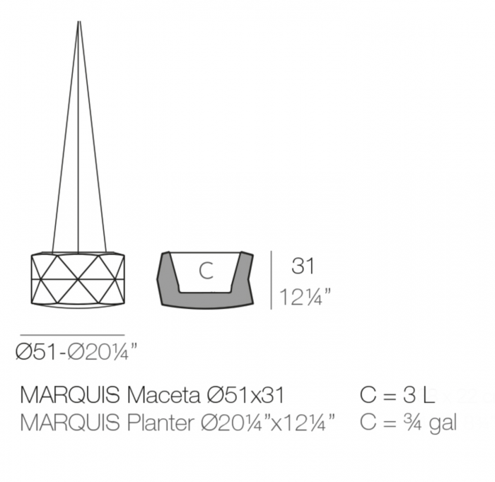 Ghiveci flori suspendat Marquis Ø50x26 cm cu forme geometrice, 47086A - Vondom [3]