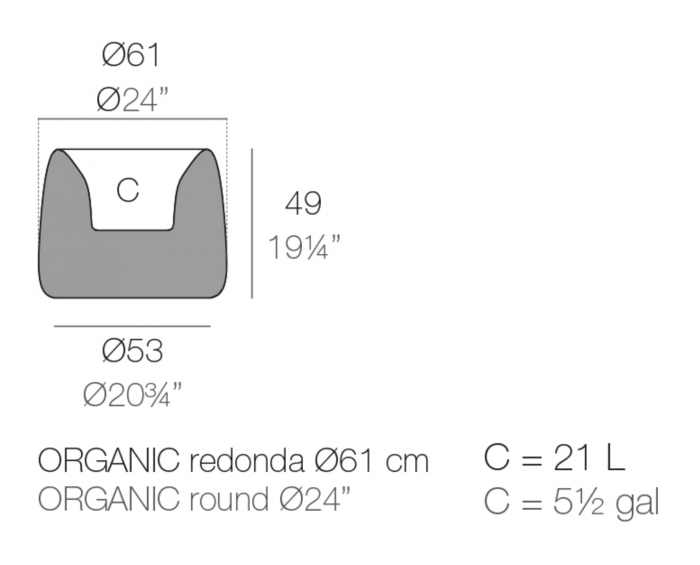 Ghiveci gradina decorativ LED Organic Round Ø61x48 cm, design modern, 42312A - Vondom [4]
