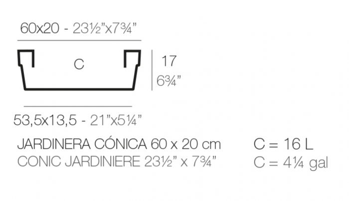 Ghiveci gradina Jardiniere 60x20x17 cm culoare personalizabila, polipropilena, 41720 - Vondom [5]