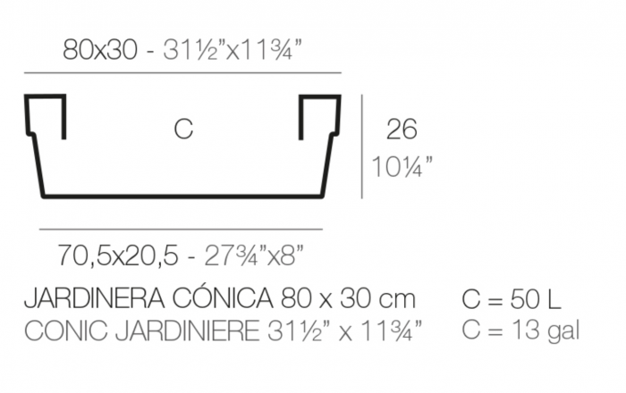 Ghiveci gradina Jardiniere 80x30x26 cm culoare personalizabila, polipropilena, 41730 - Vondom [5]