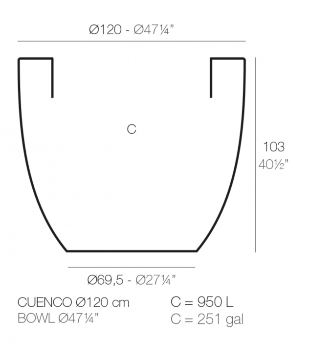 Ghiveci gradina rotund Bowl Ø120x104 cm, culoare personalizabila, 40712 - Vondom [2]