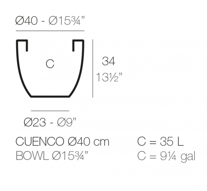 Ghiveci gradina rotund Bowl Ø40x35 cm, culoare personalizabila, 40740 - Vondom [2]