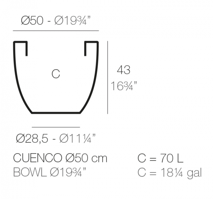 Ghiveci gradina rotund Bowl Ø50x43 cm, culoare personalizabila, 40750 - Vondom [2]