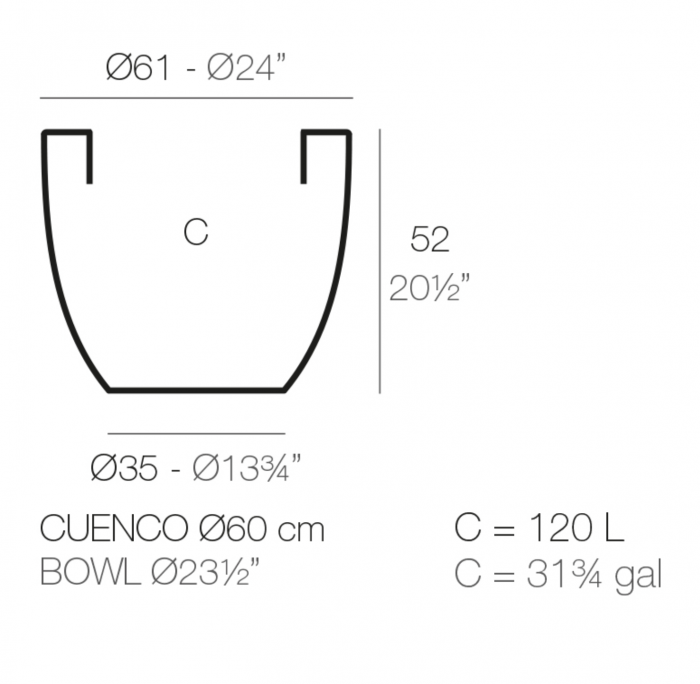 Ghiveci gradina rotund Bowl Ø60x52 cm, culoare personalizabila, 40760 - Vondom [2]