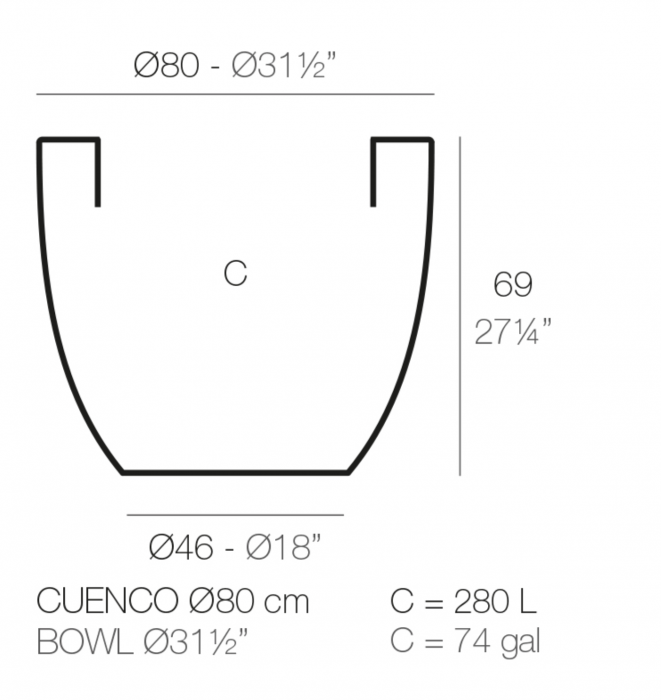 Ghiveci gradina rotund Bowl Ø80x69 cm, culoare personalizabila, 40780 - Vondom [2]