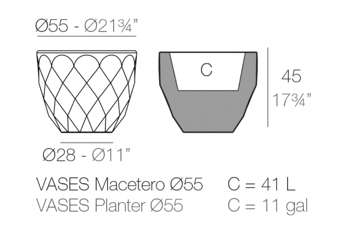 Ghiveci gradina/terasa Vases Ø55x45 cm cu iluminare LED RGBW, 47055A - Vondom [3]
