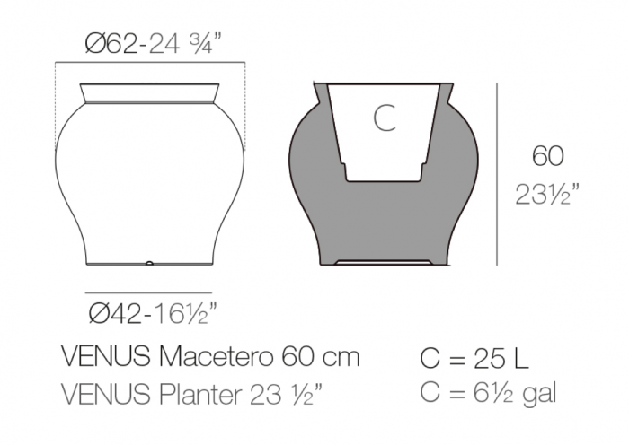 Ghiveci rotund LED stil clasic Venus Ø62x60 cm, 67022A - Vondom [4]