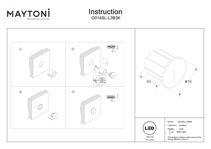 Iluminat pentru scări Lock, Aluminiu Negru, 3W, MAYTONI O014SL-L3B3K [5]