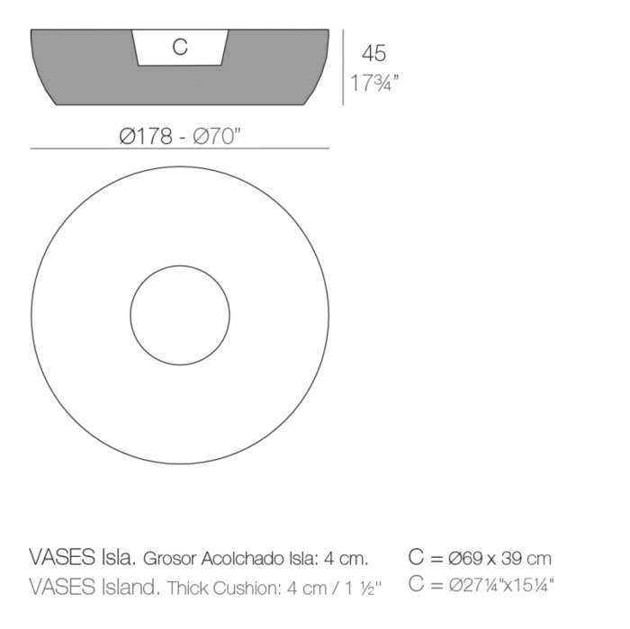 Insula rotunda LED Vases Island Ø178 cm cu ghiveci flori integrat, 47178A - Vondom [6]
