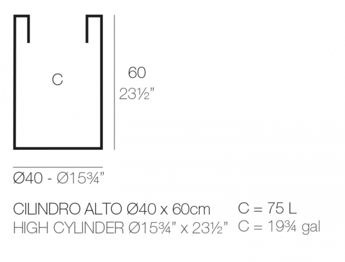 Jardiniera cilindrica inalta Cilindro Ø40x60 cm, culoare personalizabila, 40440 - Vondom [2]