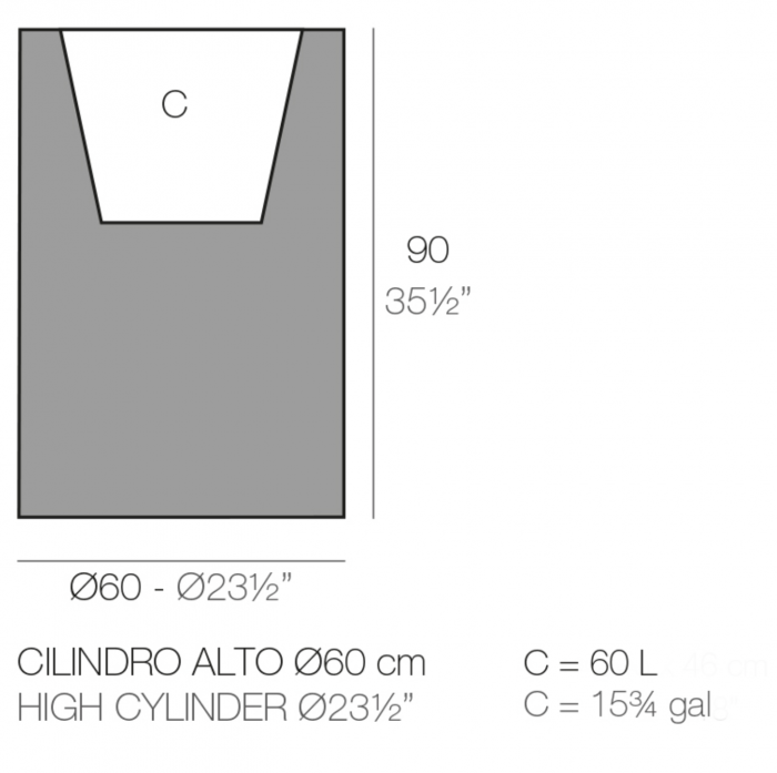 Jardiniera cilindrica inalta LED Cilindro Ø60x90 cm, culoare personalizabila, 40460A - Vondom [2]