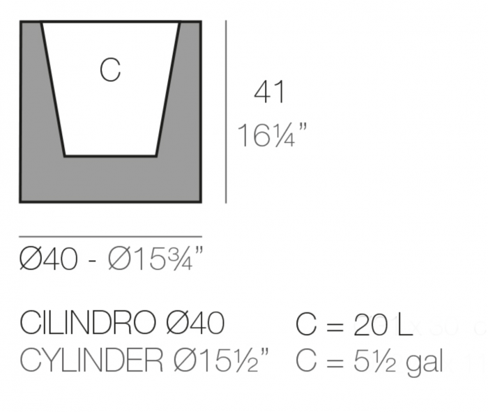 Jardiniera cilindrica LED Cilindro Ø40x40 cm, culoare personalizabila, 40340RF - Vondom [2]