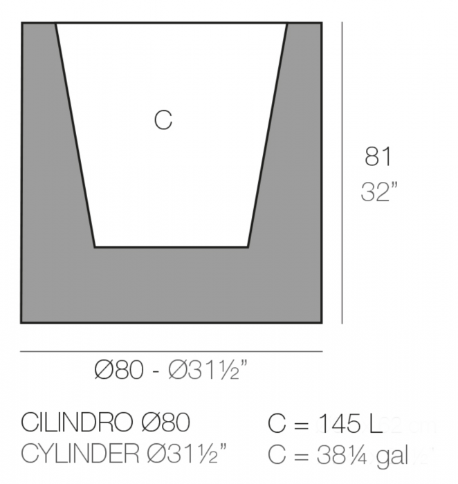 Jardiniera cilindrica LED Cilindro Ø80x80 cm, culoare personalizabila, 40380Y - Vondom [2]