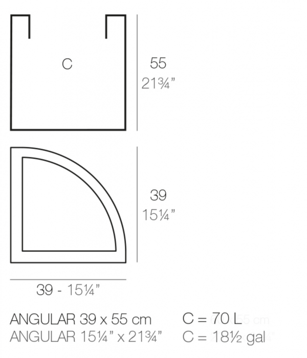 Jardiniera de colt Angular 55x39x39 cm, culoare personalizabila, 41070 - Vondom [2]