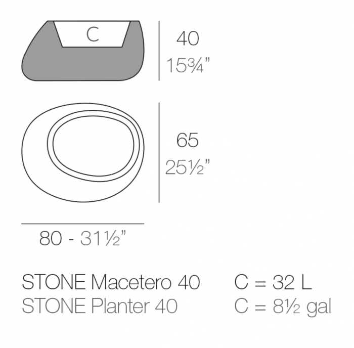 Jardiniera decorativa de gradina/terasa cu iluminare LED RGBW Stone 80x65x40 cm, 55008A - Vondom [2]