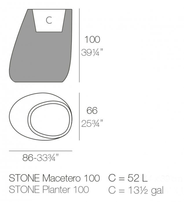 Jardiniera decorativa gradina/terasa Stone 86x66x100 cm cu iluminare LED RGBW, 55010A - Vondom [2]