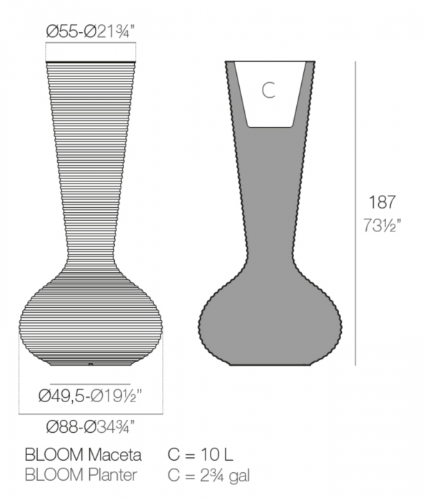 Jardiniera decorativa LED Bloom 187 cm, design modern premium, 65019A - Vondom [4]